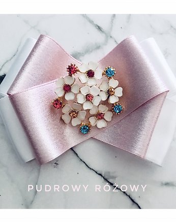 Brosza  Biało Różowa z kwiatuszkami New, Pudrowy Różowy