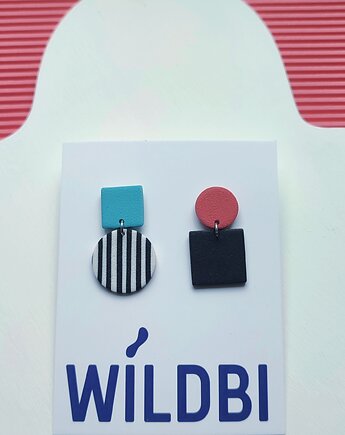 Kolczyki GEOMETRIC sztyfty wiszące, WILDBI design