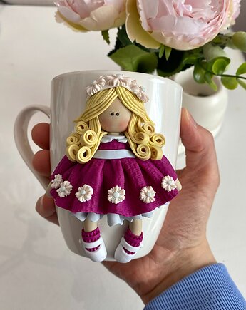 Ceramiczny kubek z dekorem z gliny polimerowej 2D, Ms. House Decor