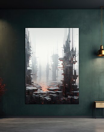 Futurystyczna Japonia, Cyberpunk - Plakat - Loft, Minimalizm, Black Sapphire Art