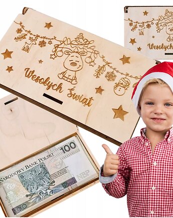 Pudełko na pieniądze kasę gotówkę Prezent na święta BOŻE NARODZENIE, smxdsgn
