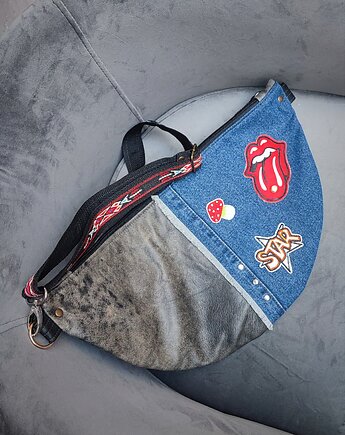 Torebka półksiężyc Jeans upcykling, Natty design
