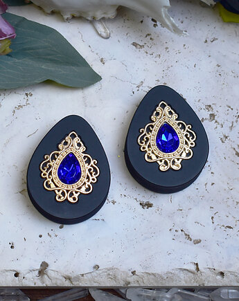 Tunele do uszu 34-60mm / łezki z wiktoriańską ozdobą i kryształkiem, Spirit Of Copper