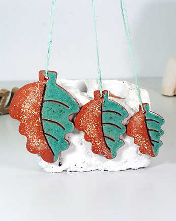 Zimowe liście - ceramiczne ozdoby choinkowe, 10FingersArt