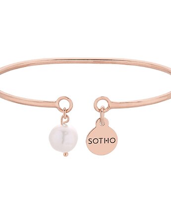 Sztywna bransoletka z różowego złota z naturalną perłą, SOTHO