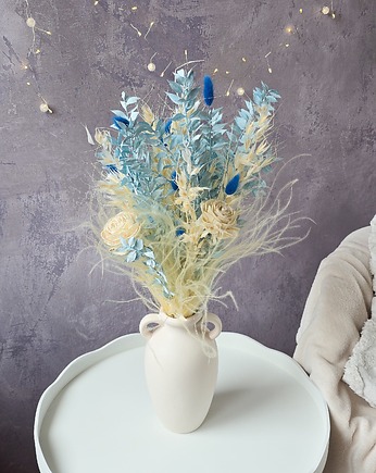 Bukiet suszonych kwiatów niebiesko-kremowy, BohoSuszki