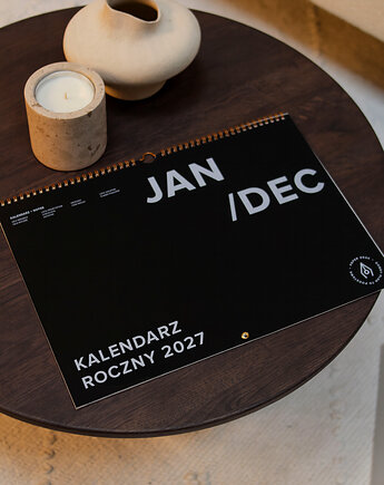 Kalendarz 2027 ADHD-friendly - ścienny, minimalistyczny, czarny, PaperDesk