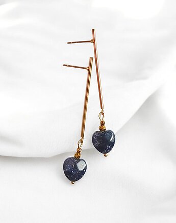 Kolczyki SERDUSZKA noc kairu : długie patyczki GOLD, kaktusia