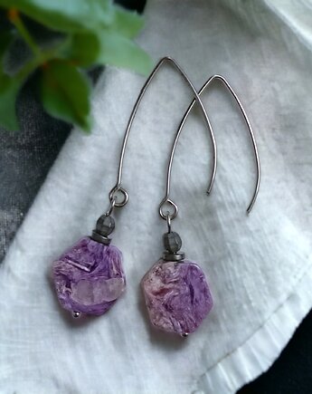 LUX. UNIKATOWE kolczyki : czaroit II, kaktusia