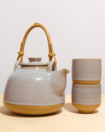 Imbryk z czarkami na stopce - słone fale, Koło i Piec