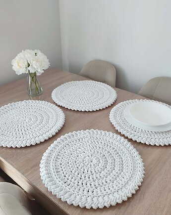 Komplet szydełkowych podkładek pod talerze 4szt-38cm, MISZ MASZ Dorota Tyszko