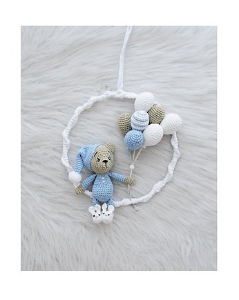 Łapacz snów z misiem - błękit, OKAZJE - Prezent na Baby shower