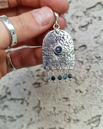 Zawieszka z kyanitem I turmalinami Srebro 925 zamówienie indywidualne, Anna Korkozowicz Biżuteria