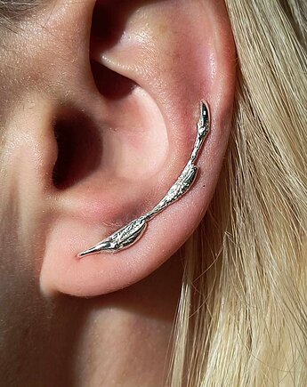 Nausznica GAŁĄZKA długa ,srebro 925, lewe ucho, kolczyki, nausznice, ZIĘBA