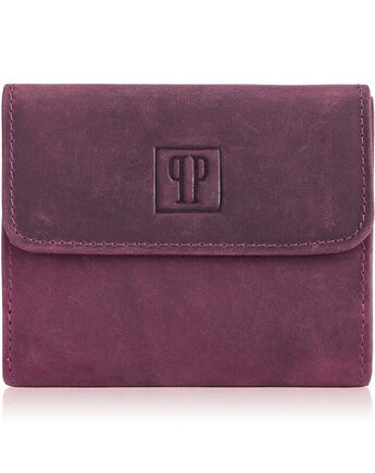 Portfel damski skórzany mały z ochroną RFID różowy T-11-CHR, Paolo Peruzzi