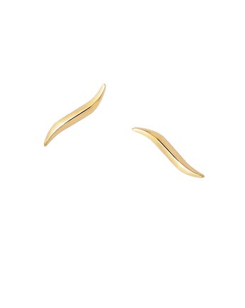 Minimalistyczne kolczyki pozłacane: Fale, Diuczko Jewellery