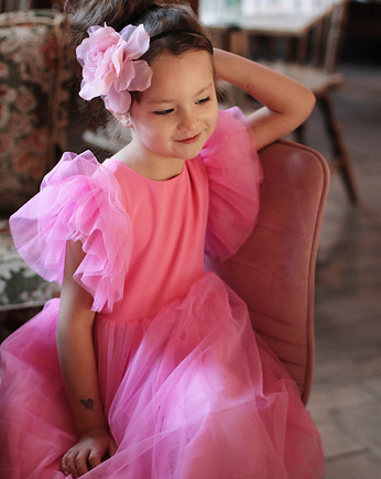 Sukienka z tiulem LILY, różowa, mala bajka