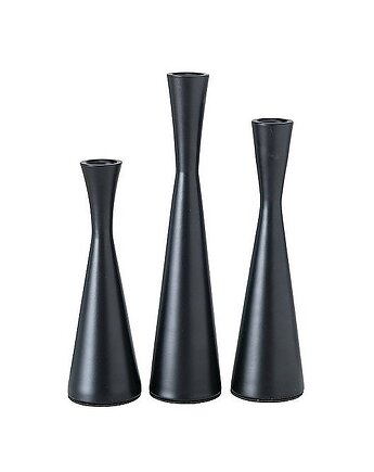 Świecznik Metalowy 3 szt. Komplet Świeczników Black, MIA home