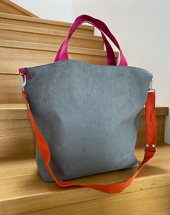 Torba na ramię - szary, fuksja, pomarańcz, PRACOWNIA 166