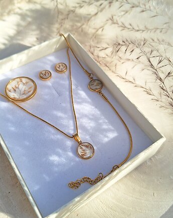 Komplet Biżuterii z prawdziwą trawą, z kolekcji Prata, Slow Jewelry