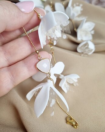 Bransoletka white z tiulem nude/gold z kolekcji Blossom Garden, Moiumi Jewelry