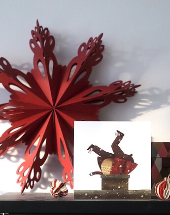 Mikołaj w kominie - kartka świąteczna  Hi Little, HI LITTLE