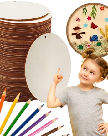 Breloczki Kółka ze Sklejki 5cm 100SZT Zawieszki Choinkowe do Malowania DIY, smxdsgn