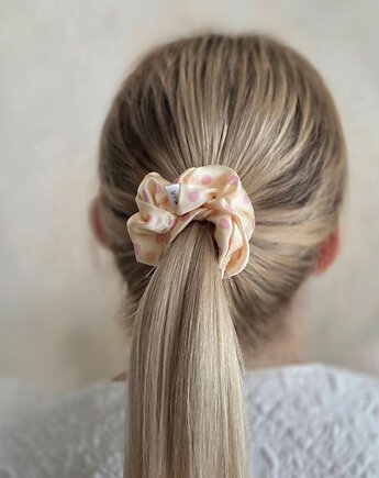 Gumka jedwabna, scrunchie, pastel dots MIDI, Capillum