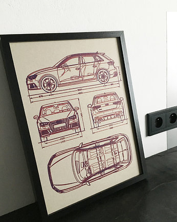 WYDRUK NA TEKTURZE 30X40 cm AUDI RS3 Sportback, 777 Tshirts