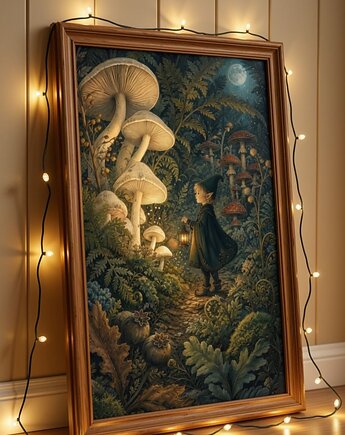 PLAKAT pokój dziecka las jesienny ilustracja grafika elf, black dot studio