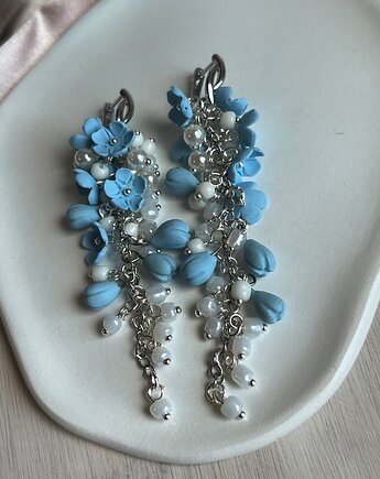 Kolczyki Niezapominajka kiść handmade, MariaPolymer