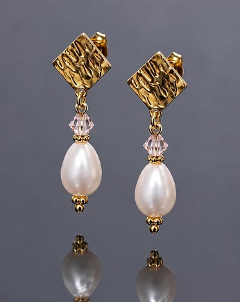 Kolczyki pozłacane Pearls light rose vol. 4