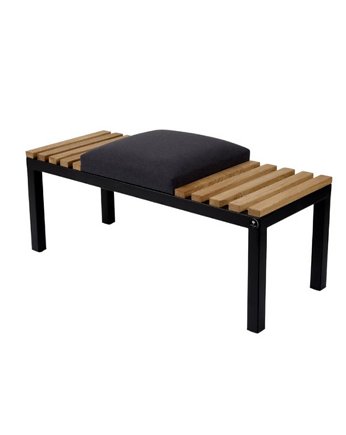 Ławka Pufa Tapicerowana Czarny Stal LPD-38, EMRA WOOD DESIGN