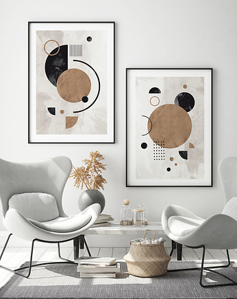 Zestaw plakatów - Boho geometria brąz, HOG STUDIO
