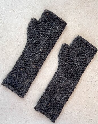 Rękawiczki damskie, jesienne mitenki ciemny grafitowy, Made by Jaga