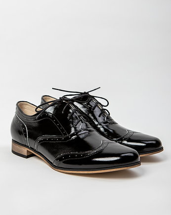 Skórzane półbuty jazzówki Zapato model 246 czarny naplak na białym, Zapato