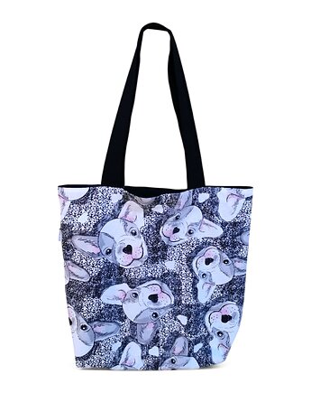 Torba na zakupy shopperka eko siatka torba na ramię shopper pieski buldogi, Uszyciuch