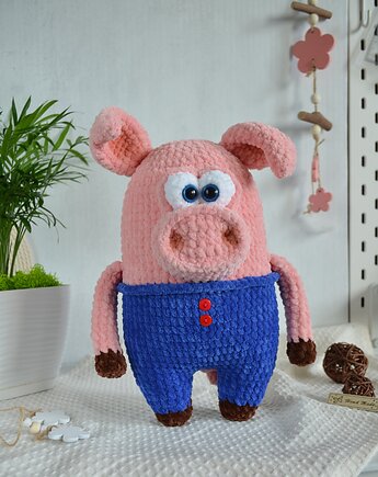 Duża świnka pluszowa, Maskotka przytulanka, Prezent dla dziecka, EcoToysByNastya