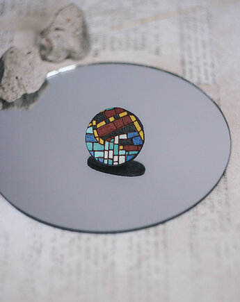 Broszka pin ze skóry z mozaiką, Pracownia Wieczorek