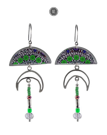 Kolczyki wiszące GREEN MOON srebro, Olga Zielińska