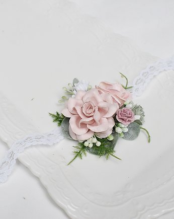 Bransoletka na rękę komunia róż zieleń, Petite Dame