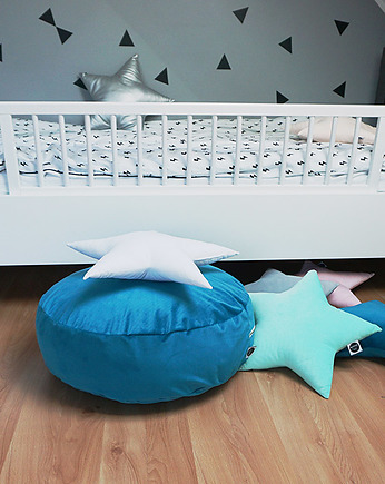 Okrągła pufa dziecięca turkusowa, pufa Velvet, Nukko Design