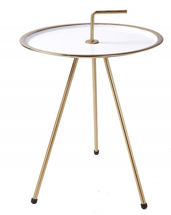 Stolik kawowy vintage Plate złoty biały 36cm, Home Design