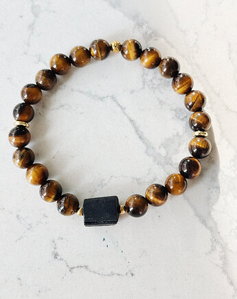 Bransoletka Męska Turmalin i  Tygrysie oko, Chmolowska Jewellery