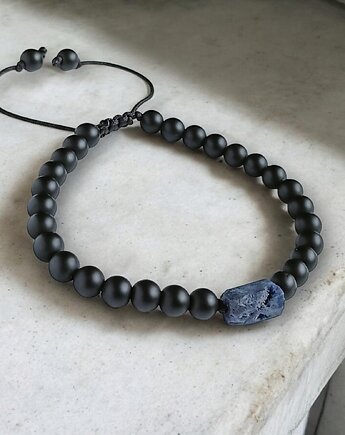 SZAFIR surowy, onyks mat : bransoletka regulowana, kaktusia