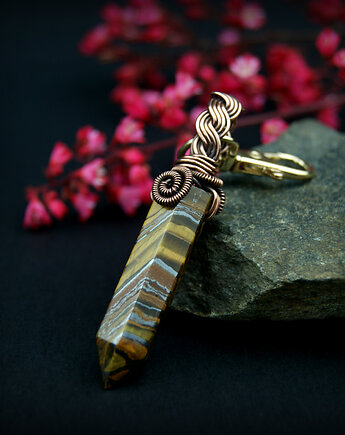 Brelok wire wrapping z tygrysim okiem, Blue Pearl Art