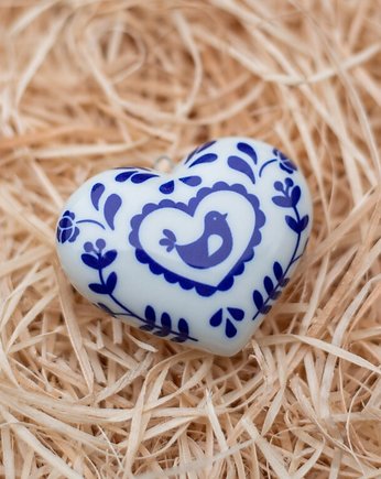 Broszka Porcelanowa Serce Okrągłe Folklor, StehlikDesign