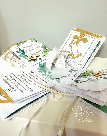 Prezent na Chrzest święty na zamówienie, kartka butelkowa zieleń, Card Design World