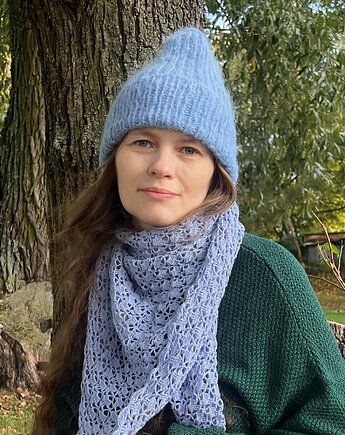 Przejściowa czapka Dimma z alpaki i merynosa niebieska, Made by Jaga