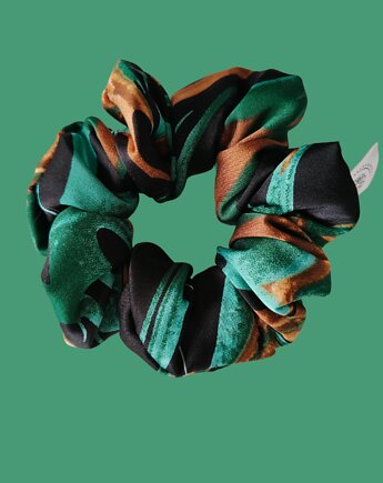Satynowa gumka satynowa scrunchie owijka frotka szmaragdowy blask MIDI, Capillum